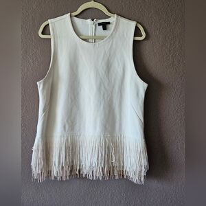 J. Crew Ivory Fringe Tank Top
